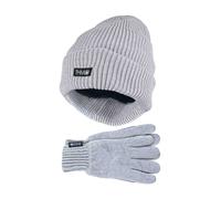 (Einheitsgröße, Grau) THMO - THMO - Damen Thinsulate Mütze mit Ffleecefutter Handschuhe Set für Extreme Kälte