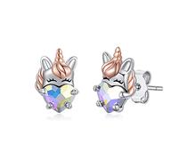 Einhorn Ohrringe 925 Sterling Silber Hypoallergen Kristall Ohrstecker Niedliche Tierohrringe Schmuck Einhorn Geschenke für Frauen Mädchen