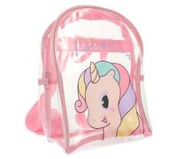 Einhorn Rucksack aus PVC, Kinderrucksack mit Cartoon Motiv für Mädchen | 28x23x11cm, Transparentes Design, Leicht zu Reinigen, Glatter Reißverschluss, für Brille, Hefte, Picknick und Strand