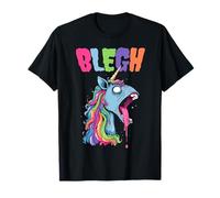 Einhorn Unicorn Blegh Hardcore Scream Merch - Herren Metalcore Einhorn T-Shirt Schwarz S Crew-Ausschnitt Kurzarm Cartoon Party Heavy Metal Hardcore Metalcore Breakdown Fan Geschenk