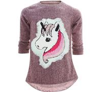 Einhorn Unicorn Pferd Mädchen Kinder Sweatshirt Pullover Wendepailletten Glitzer Bluse Langshirt Pulli (140-146, Einhorn 2 Rosa)