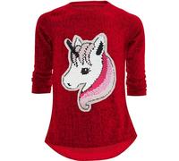 Einhorn Unicorn Pferd Mädchen Kinder Sweatshirt Pullover Wendepailletten Glitzer Bluse Langshirt Pulli (104-110, Pferd 1 Bordo)