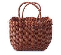 Einkaufskörbe Einkaufstasche geflochten Korb, Weidenkorb Shopper Korb Flechtkorb Handgewebt Shopper Tasche Flechttasche Wicker Camping Picknickkorb Obstkorb Aufbewahrungskorb Mit Griff, M/30x13x21cm