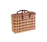 Einkaufskorb aus Seegras I geflochtene Tasche mit Ledergriff I groß mit kurzem Griff I Lila