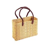 Einkaufskorb aus Seegras I geflochtene Tasche mit Ledergriff I mittlere Größe mit langem Griff I Natur I Abmessungen: 40x15x26 cm