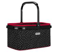 Einkaufskorb mit Klapphenkel Punkte schwarz weiß rot 48 x 30 x 25 cm - SNÖVIT Schwarz