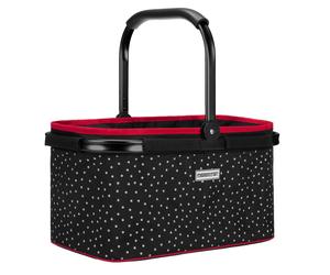 Einkaufskorb mit Klapphenkel Punkte schwarz weiß rot 48 x 30 x 25 cm - SNÖVIT Schwarz