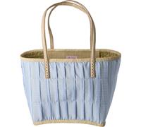 Einkaufskorb Raffia Stoffüberzug Ledergriffe Blue Vichy Rice - Standard
