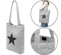 Einkaufstasche Filz Shopper groß mit Sternen – 30x8x41cm, Einkaufstasche lange Schultergurte stilvolle Filztasche klein