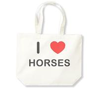 Einkaufstasche "I Love Horses", Baumwolle, beige, Einheitsgröße