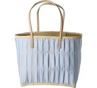 Einkaufstasche Raffia Lederhenkel Blau Vichy Rice by Rice - Standard