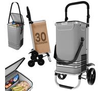 Einkaufstrolley Aluminium 55 L Volumen, 7 L Kühltasche, 30 kg Tragkraft, klappbar, grau