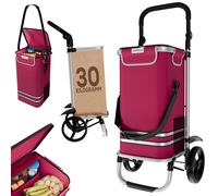 Einkaufstrolley Aluminium 55 L Volumen, 7 L Kühltasche, 30 kg Tragkraft, klappbar, rot