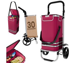 Einkaufstrolley Aluminium 55 L Volumen, 7 L Kühltasche, 30 kg Tragkraft, klappbar, rot