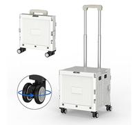 Einkaufstrolley klappbar, Einkaufswagen bis 30 kg, Teleskopgriff, Grau | Einkaufstrolley Treppensteiger mit 4 Rollen, Verstellbarer Aluminium Griff, Deckel, Transportbox für Einkaufen, Reisen, Büro