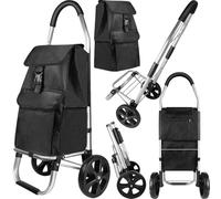 Einkaufstrolley klappbar, Einkaufswagen mit 40L Kapazität und Abnehmbarer Tasche, Shopping Trolley Treppensteiger Robust & Wetterfest, Hackenporsche Trolley mit Extra große Reifen