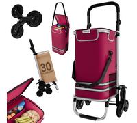 Einkaufstrolley klappbar mit Aluminiumgestell, 55 L, 7 L Kühltasche, 30 kg Tragkraft, rot