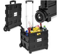 tectake® Einkaufswagen, Trolley Einkaufstrolley klappbar bis 35 kg, Handwagen Einkaufskorb mit Rollen, Einkaufswagen klappbar, Shopping Cart, Grocery Trolle, Einkaufskorb - schwarz