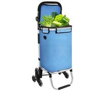 Einkaufstrolley Klappbarer 3 in1 Trolley zum Einkaufen; 56 Liter; Transportwagen Shopping-Trolley Einkaufswagen Einkaufstasche（Blau