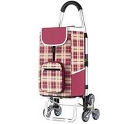 Einkaufstrolley Mit 2 Rädern ,Leichter Aluminium-Einkaufswagen, Große Kapazität,Zusammenklappbarer Treppensteigerwagen Mit Abnehmbarer Tasche Für Lebensmittel Für Außenmarkt,Supermarkteinkauf D
