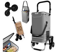 Einkaufstrolley mit 55 L, Kühltasche 7 L, Aluminium, klappbar, 30 kg Tragkraft, grau