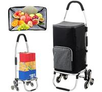 SADOMAIN Einkaufstrolley mit Kühlfach und Sackkarren-Funktion - Faltbarer Einkaufswagen mit Treppensteiger - abnehmbare Tasche - Klappbar - Max. Belastbarkeit 75 kg (Black)