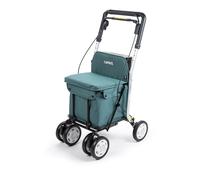 Einkaufstrolley mit Sitzmöglichkeit, faltbar, höhenverstellbar, inkl. Stock-/Schirmhalter - grün