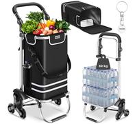 Einkaufstrolley Shopper, 3-in-1, klappbar, mit Kühltasche - schwarz