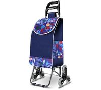 Einkaufstrolley Stabiler 2 in 1 Klappbar Einkaufswagen Multifunktional Treppensteigwagen mit 3 Geräuschlos Räder (Blue)