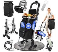 Einkaufstrolley Treppensteiger 6 Räder - Stabiler Reisenthel Trolley Isoliertasche 40Kg, Gummibändern - Bequemer Trolley Einkaufstrolley | Hackenporsche Für Senioren & Einkäufe, Shopping Trolley