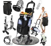 Einkaufstrolley Treppensteiger 6 Räder - Stabiler Reisenthel Trolley Isoliertasche 45Kg, Gummibändern - Bequemer Trolley Einkaufstrolley | Hackenporsche Für Senioren & Einkäufe, Shopping Trolley