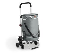 Juskys 3in1 Einkaufstrolley für Treppen - 56 L, modern & klappbar - Treppensteiger Trolley zum Shopping - Sackkarre & Tasche - Trolli Grau