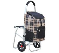 Einkaufstrolley Trolley 2-Rad-Einkaufswagen Mit Sitz, Leichter Einkaufswagen Aus Aluminium, Zusammenklappbarer Treppensteigerwagen Mit Abnehmbarer Tasche Einkaufstasche mit Rollen
