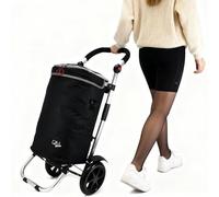 EINKAUFSTROLLEY XXL klappbar mit Kühltasche, robust, schwarz Alurahmen faltbar
