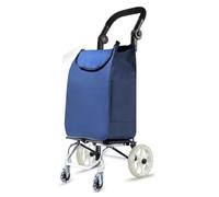 Einkaufstrolley XXL Mit Großen Rädern in - Extra Großer Einkaufsroller Einkaufshilfe 70Kg Belastbar Einkaufswagen Gestell Aus Aluminium Klappbar,Blau