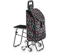 Einkaufswagen Einkaufstrolley Treppensteiger Einkaufstrolley Mit Sitz, Faltbarer Einkaufswagen, Treppensteigen, Tragbarer Handwagen, Einkaufstasche Mit Rädern Einkaufswagen Trolley Klappbar(D)