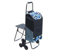 Einkaufswagen Treppensteiger Trolley Faltbarer Einkaufstrolley Mit Sitz, Robuster Treppensteiger-Einkaufswagen Auf Rädern Für Lebensmittel, Wäsche, Reise-Treppenwagen Einkaufstrolley Klappbar(B)
