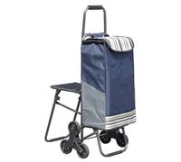 Einkaufswagen Treppensteiger Trolley Faltbarer Einkaufstrolley Mit Sitz, Robuster Treppensteiger-Einkaufswagen Auf Rädern Für Lebensmittel, Wäsche, Reise-Treppenwagen Einkaufstrolley Klappbar(A)