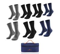 EINSIEBTEL® EINCLASSIC Herren Socken Business Socken 7er Pack, Geschenkverpackung mit Aufbewahrungstasche (39-42, 3X Black + 2X Grey + 2X Blue Navy)