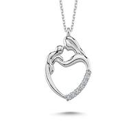 Halskette Anhänger Mutter-Kind 14 Karat Weißgold