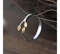 Einstellbare Ring Frauen,S925 Sterling Silber Vintage Zweige Goldene Blätter Verstellbarer Offener Knöchel Schwanz Ring Finger Joint Zehenring Schmuck Für Frauen Mädchen Geschenk Hochzeit Muttertag