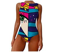 Einteiliger Badeanzug Damen,One-Piece Bikini Damen Sexy,Badeanzug Damen Bauchweg mit Abstraktes Muster Brazilian Style Einteilige Bademode Strandmode Schwimmanzug Monokini Badeanzüge für Frauen