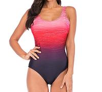 Einteiliger Badeanzug Damen Sport - High Waist Badeanzug Damen Bauchweg Monokini Bikini Push Up Farbverlauf Rückenfrei Bademode Sportbadeanzüge Schwimmanzug Strandmode Badeanzüge für Damen