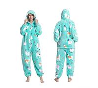 Einteiliger Schlafanzug für Frauen, einfarbig, Winter, Kapuze, Kleidung, Pyjama, Flanell, mit Kapuze, Innenkleidung, Strampler für zu Hause, grün, 38