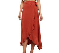 Einteiliges Schnürkleid für Damen Hip Pack Rock Damenkleider Einfarbig Cross Rüschen Saum Rock Wadenmitte Kleider