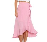 Einteiliges Schnürkleid für Damen Hip Pack Rock Damenkleider Einfarbig Cross Rüschen Saum Rock Wadenmitte Kleider
