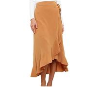 Einteiliges Schnürkleid für Damen Hip Pack Rock Damenkleider Einfarbig Cross Rüschen Saum Rock Wadenmitte Kleider