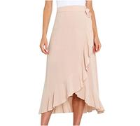 Einteiliges Schnürkleid für Damen Hip Pack Rock Damenkleider Einfarbig Cross Rüschen Saum Rock Wadenmitte Kleider