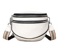 EINYNIUER Crossbody Bag Damen Breiter Gurt,Doppelter Reißverschluss Brusttasche,Bauchtasche Damen Leder Geldbörse, Kleine Umhängetasche mit Reißverschluss und Abnehmbar Schultergurt, Weiß