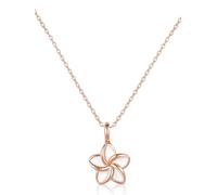 Einzelstück® Halskette Frangipani mit Monoi Anhänger I 925 Sterling Silber vergoldet I Antiallergen & Nickelfrei (Rosegold)